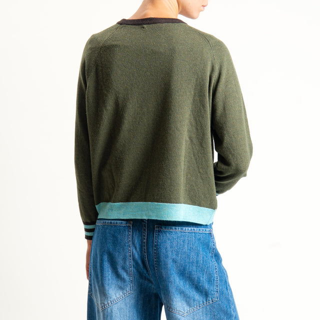 Zeroassoluto-Maglia misto cashmere - moro/militare/acqua