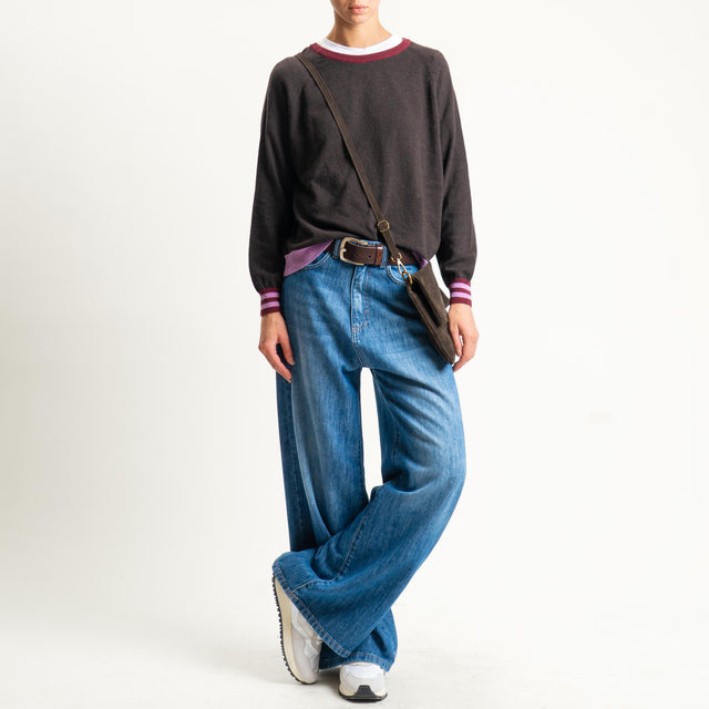 Zeroassoluto-Maglia misto cashmere - vino/moro/glicine