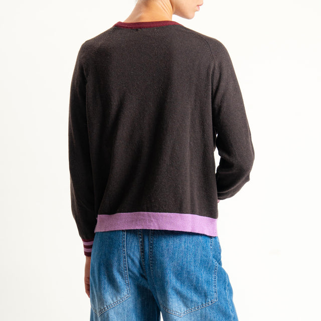 Zeroassoluto-Maglia misto cashmere - vino/moro/glicine