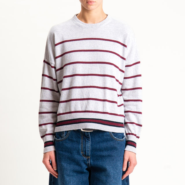 Zeroassoluto-Maglia a righe misto cashmere - grigio/vino