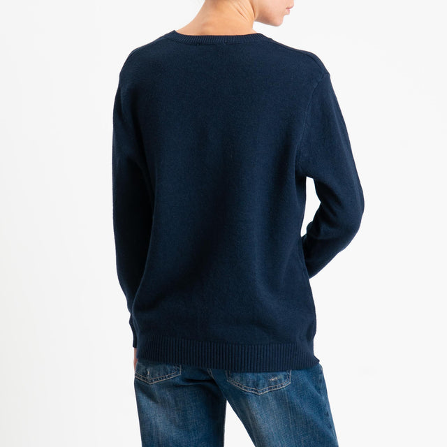 Zeroassoluto-Maglia scollo v regular fit - blu