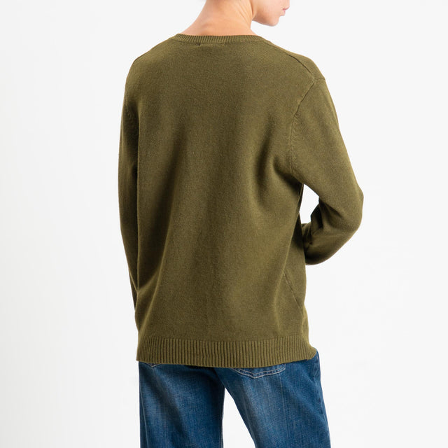 Zeroassoluto-Maglia scollo v regular fit - olio