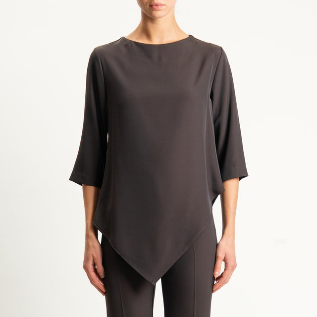 Zeroassoluto-Blusa asimmetrica tessuto fluido - moro