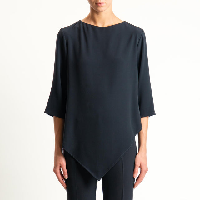 Zeroassoluto-Blusa asimmetrica tessuto fluido - nero