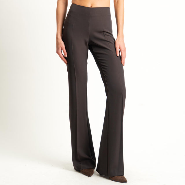 Zeroassoluto-Pantalone bootcut tessuto fluido - moro