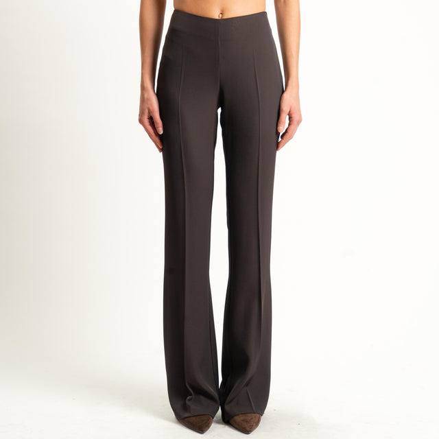 Zeroassoluto-Pantalone bootcut tessuto fluido - moro