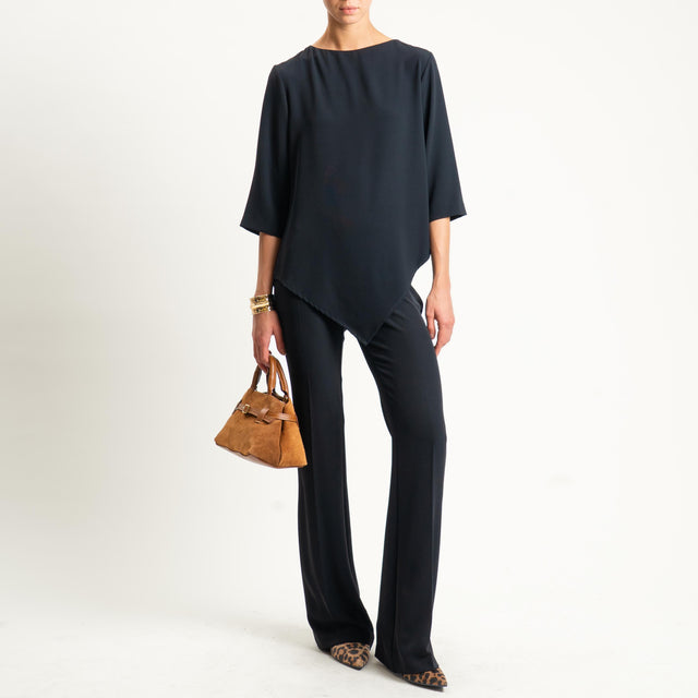 Zeroassoluto-Pantalone bootcut tessuto fluido - nero