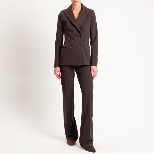 Zeroassoluto-Pantalone bootcut scuba crêpe elasticizzato - moro