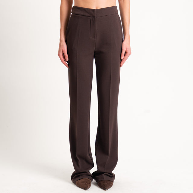 Zeroassoluto-Pantalone bootcut scuba crêpe elasticizzato - moro