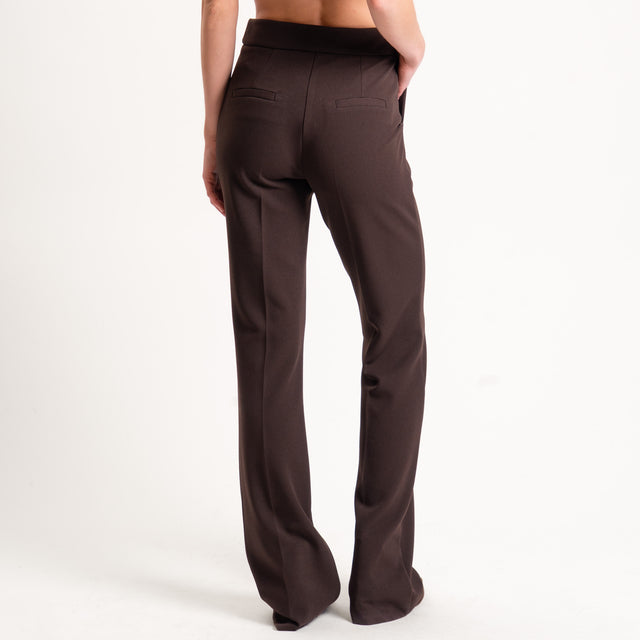 Zeroassoluto-Pantalone bootcut scuba crêpe elasticizzato - moro