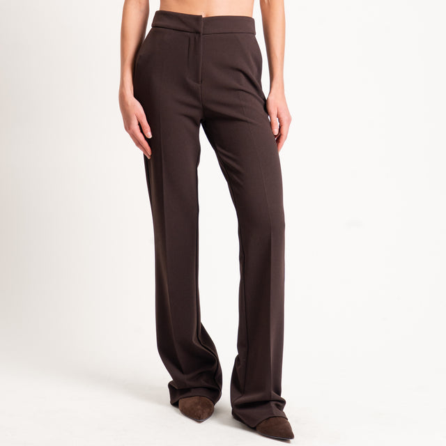 Zeroassoluto-Pantalone bootcut scuba crêpe elasticizzato - moro