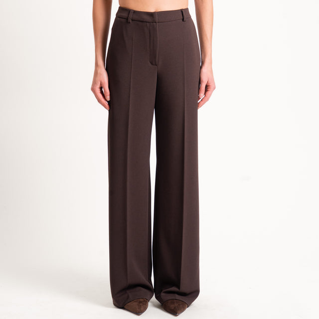 Zeroassoluto-Pantalone straight scuba crêpe elasticizzato - moro