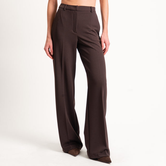 Zeroassoluto-Pantalone straight scuba crêpe elasticizzato - moro