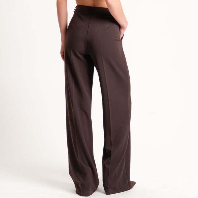 Zeroassoluto-Pantalone straight scuba crêpe elasticizzato - moro