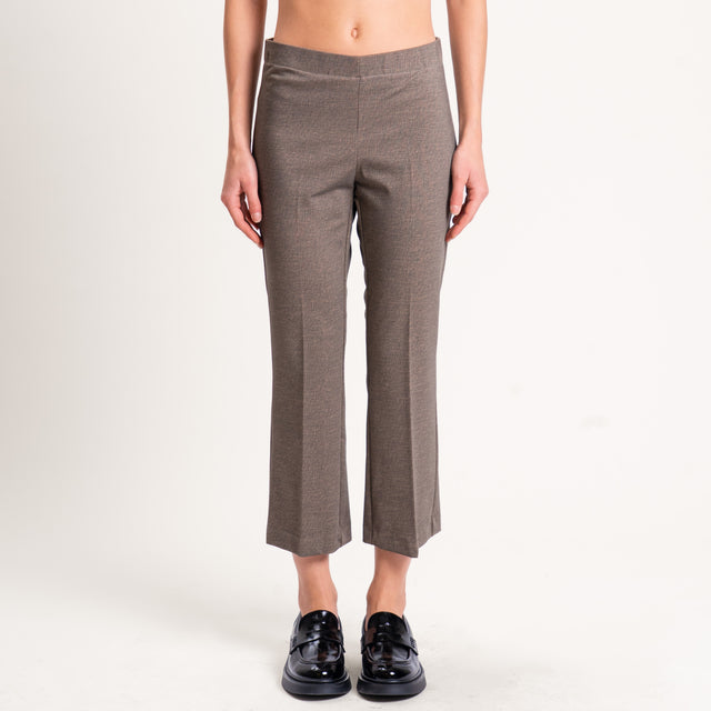 Zeroassoluto-Pantalone cropped tessuto comfort elasticizzato - moro melange