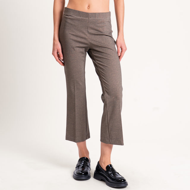Zeroassoluto-Pantalone cropped tessuto comfort elasticizzato - moro melange