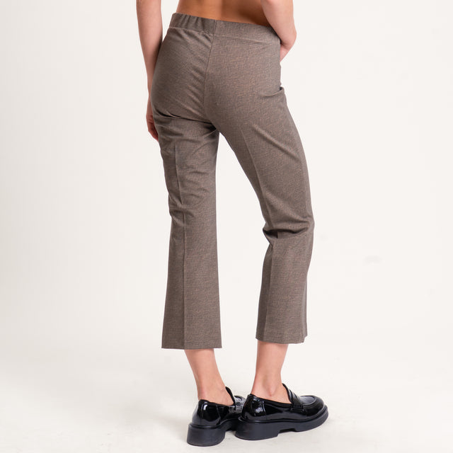 Zeroassoluto-Pantalone cropped tessuto comfort elasticizzato - moro melange