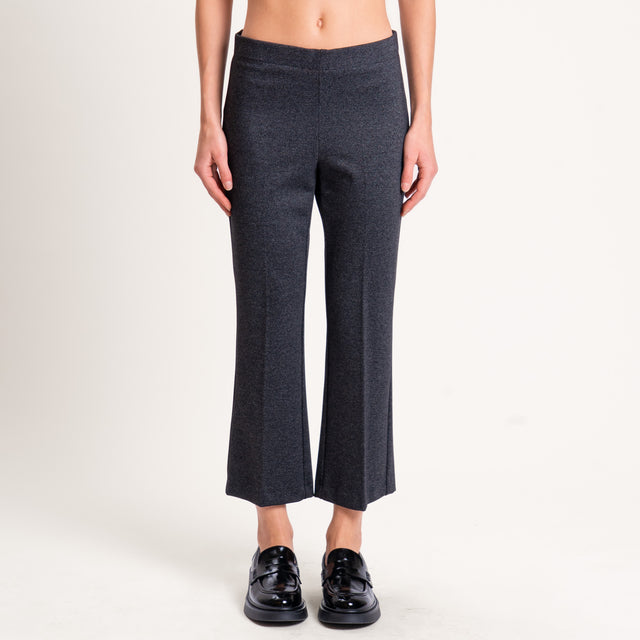 Zeroassoluto-Pantalone cropped tessuto comfort elasticizzato - antracite melange