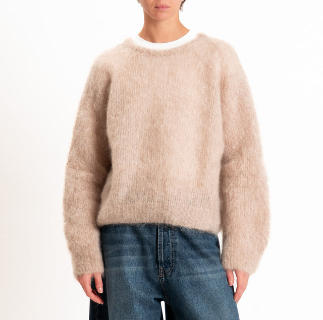 Zeroassoluto-Maglia KID MOHAIR girocollo - almond