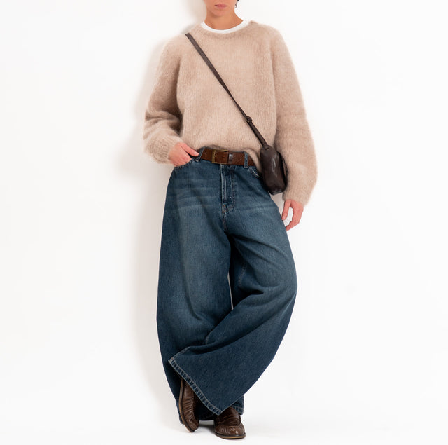 Zeroassoluto-Maglia KID MOHAIR girocollo - almond