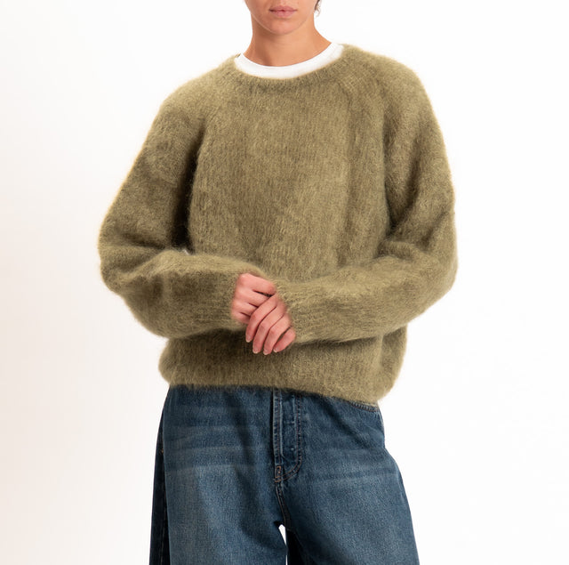 Zeroassoluto-Maglia KID MOHAIR girocollo - militare