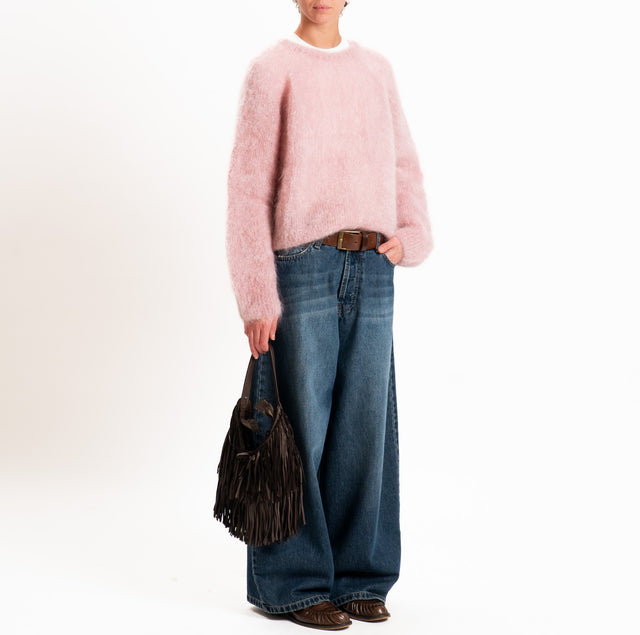 Zeroassoluto-Maglia KID MOHAIR girocollo- rosa
