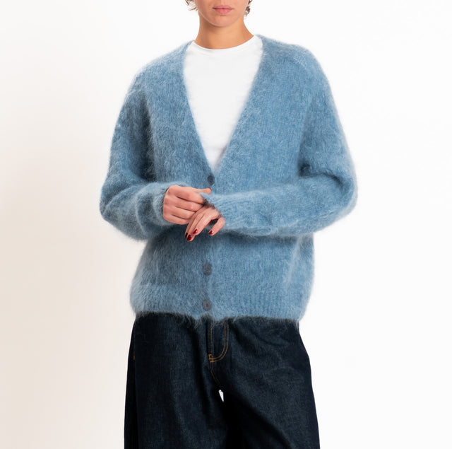 Zeroassoluto-Cardigan KID MOHAIR con bottoni - jeans