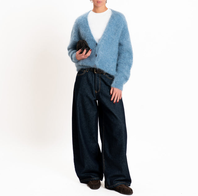 Zeroassoluto-Cardigan KID MOHAIR con bottoni - jeans