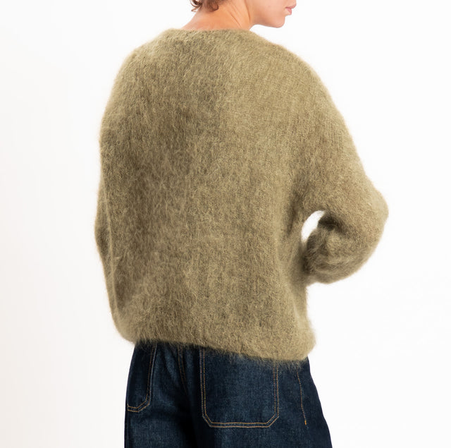 Zeroassoluto-Cardigan KID MOHAIR con bottoni - militare
