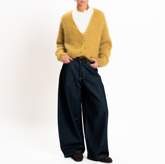 Zeroassoluto-Cardigan KID MOHAIR con bottoni - olio