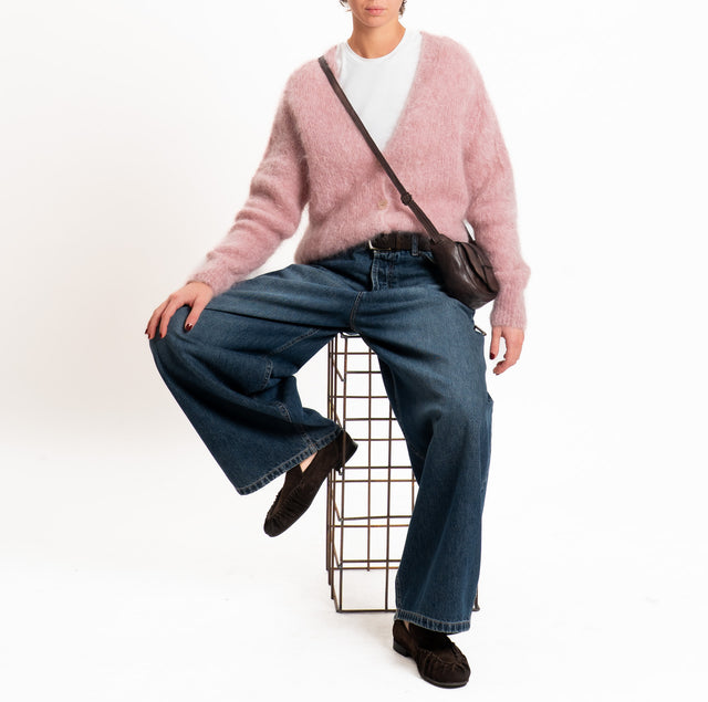 Zeroassoluto-Cardigan KID MOHAIR con bottoni - rosa