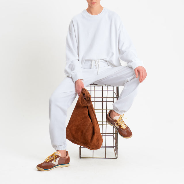 Zeroassoluto-Felpa scatola manica lunga con spacchi laterali stone wash high quality - latte