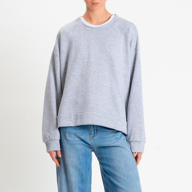 Zeroassoluto-Felpa scatola manica lunga con spacchi laterali stone wash high qualityi - grey