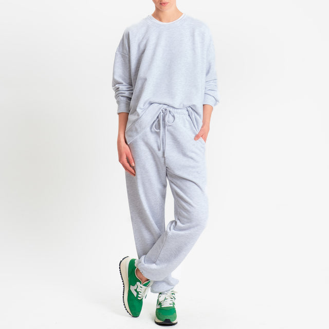 Zeroassoluto-Felpa scatola manica lunga con spacchi laterali stone wash high quality - light grey