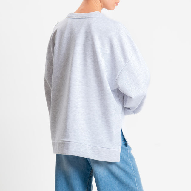 Zeroassoluto-Felpa scatola manica lunga con spacchi laterali stone wash high quality - light grey