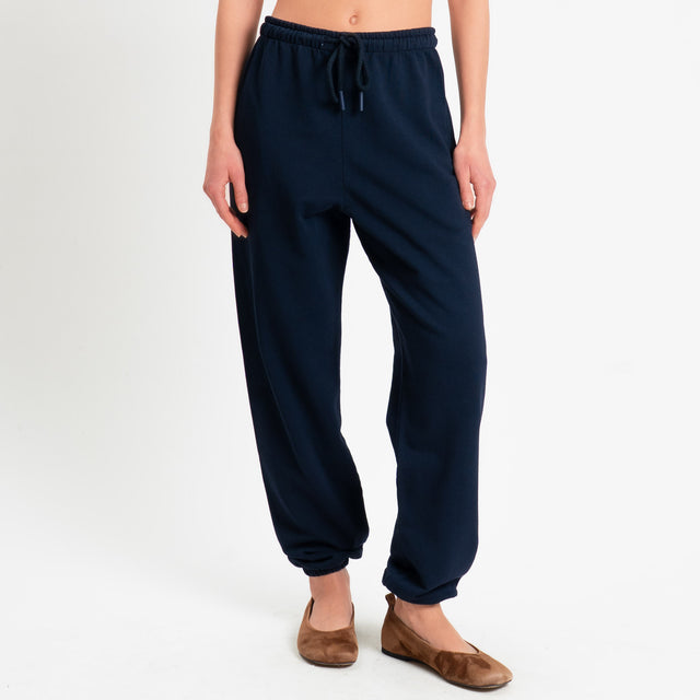 Zeroassoluto-Pantalone in felpa con coulisse stone wash high quality- blu