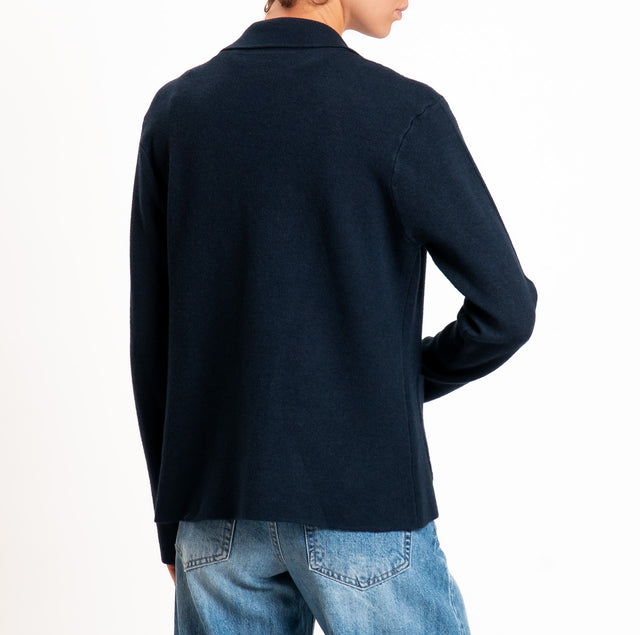 Zeroassoluto-Giacca in maglia bottoni in osso - blu
