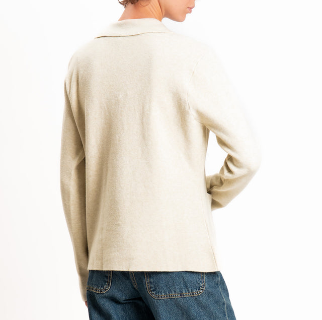 Zeroassoluto-Giacca in maglia bottoni in osso - gesso