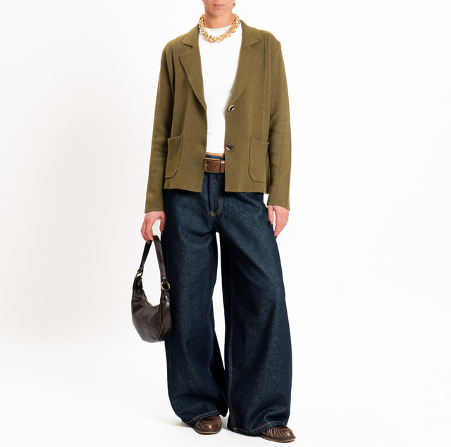 Zeroassoluto-Giacca in maglia bottoni in osso - militare