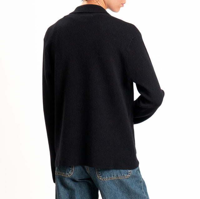 Zeroassoluto-Giacca in maglia bottoni in osso - nero
