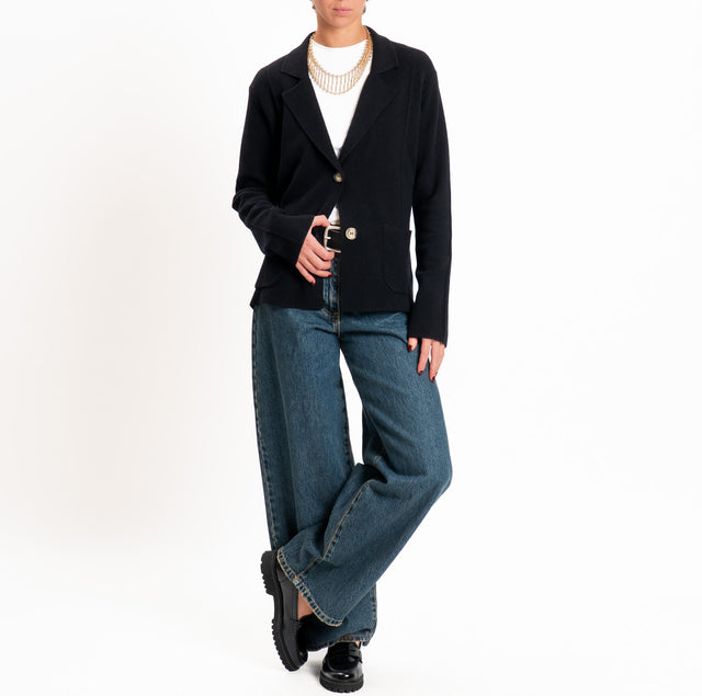 Zeroassoluto-Giacca in maglia bottoni in osso - nero