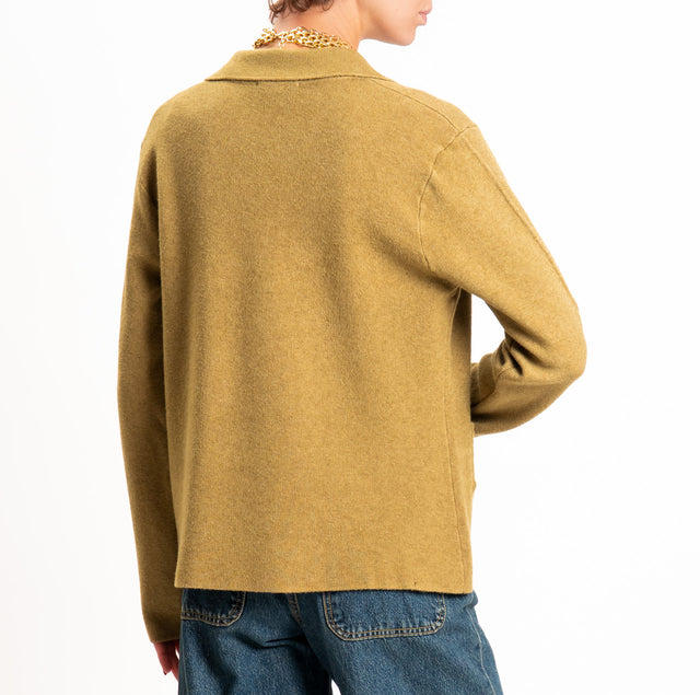 Zeroassoluto-Giacca in maglia bottoni in osso - olio