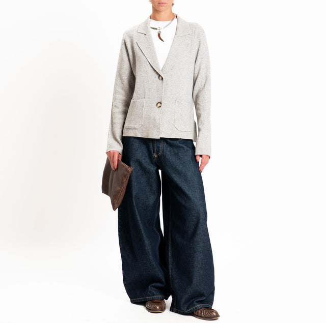 Zeroassoluto-Giacca in maglia bottoni in osso - stone