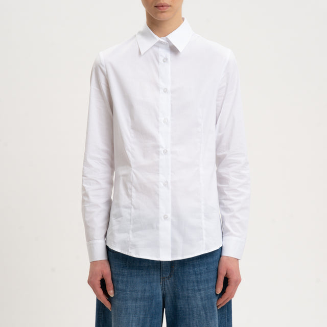 Zeroassoluto-Camicia slim fit cotone elasticizzato - bianco