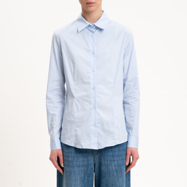 Zeroassoluto-Camicia slim fit cotone elasticizzato - celeste