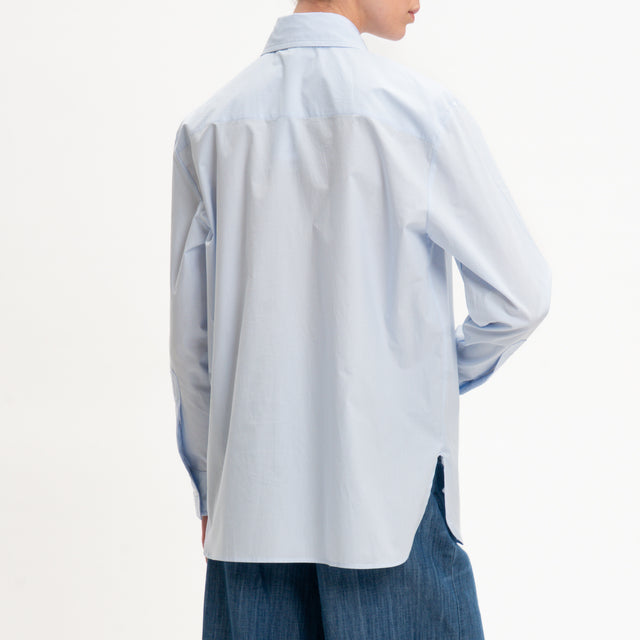 Zeroassoluto-Camicia regular fit con spacchi later - celeste