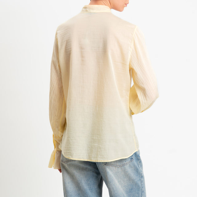 Zeroassoluto-Camicia jabot mussola di tencel/cotone - yellow