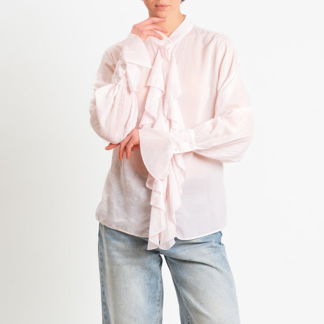 Zeroassoluto-Camicia jabot mussola di tencel/cotone - light pink
