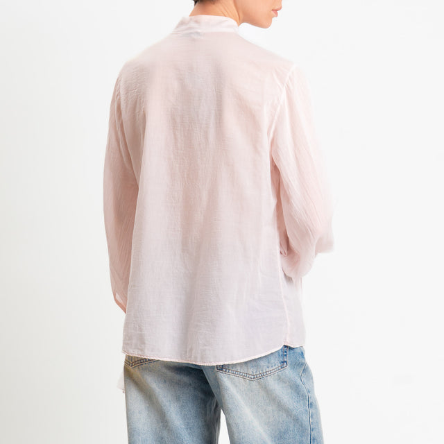 Zeroassoluto-Camicia jabot mussola di tencel/cotone - light pink