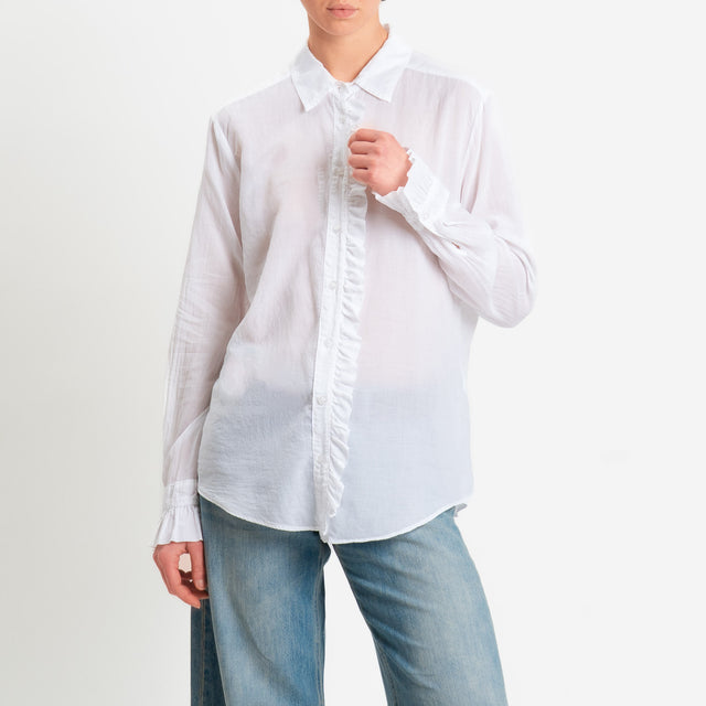 Zeroassoluto-Camicia rouches mussola di tencel/cotone - bianco